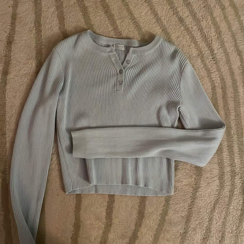 Cropped Light Blue Brandy Melville Shirt